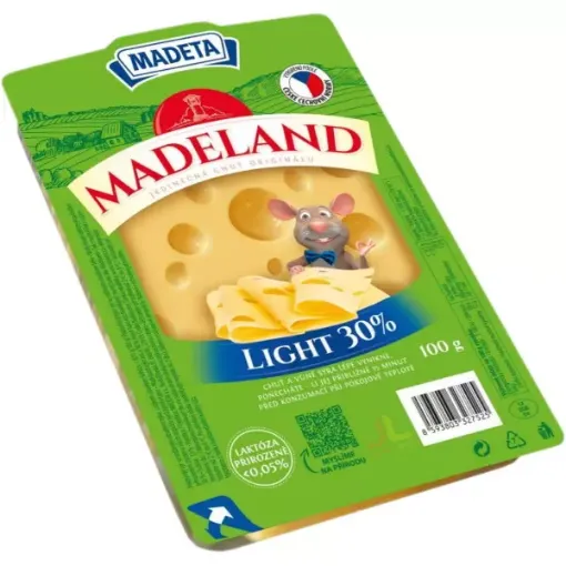 Madeta Sýr Plátky 100g Madeland Light 30%