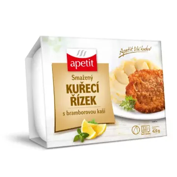 Apetit 420g Smažený kuřecí řízek, bramborová kaše